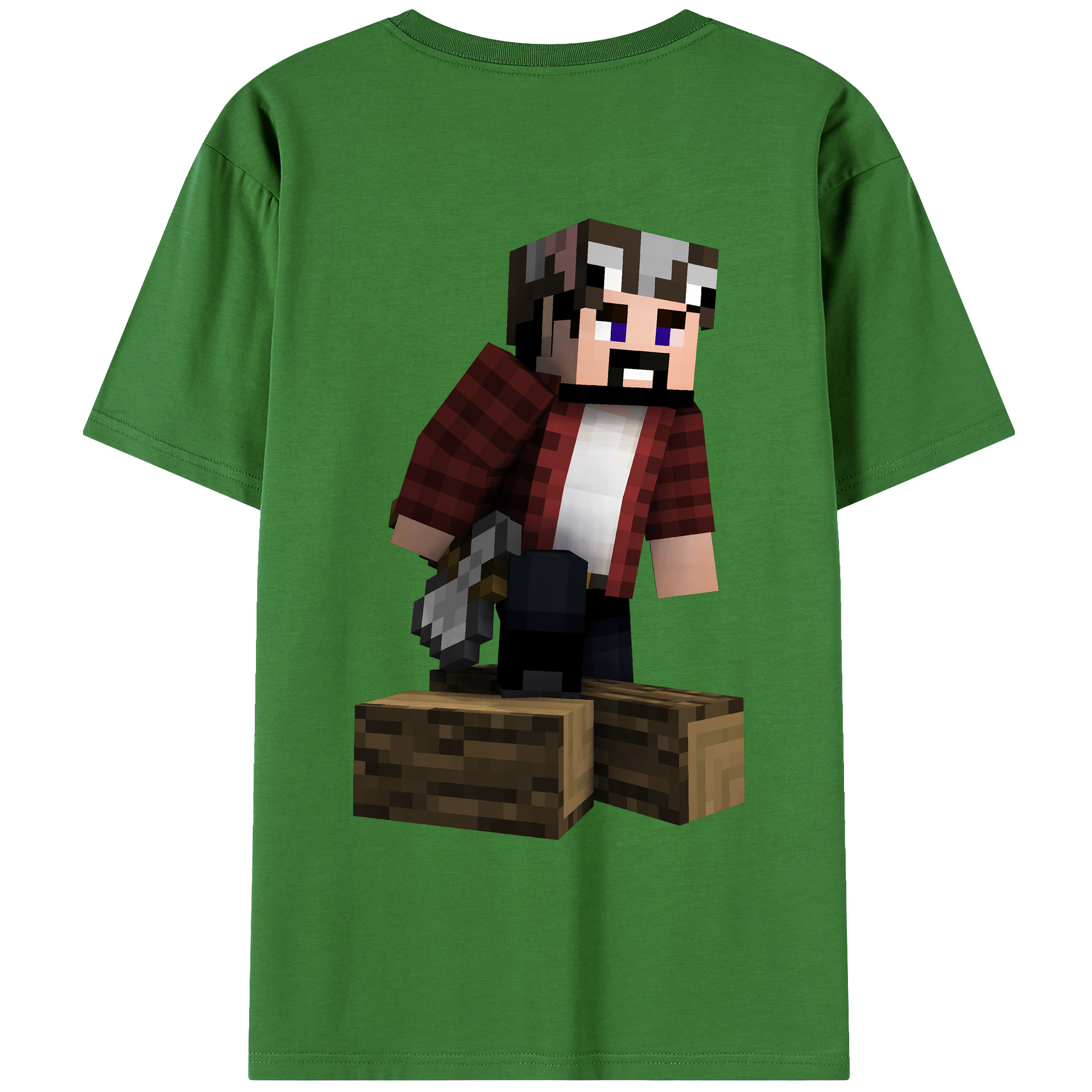 （画像用） マインクラフト ブロックの世界 Minecraft MC Block world レディース半袖Tシャツ(バックプリント)